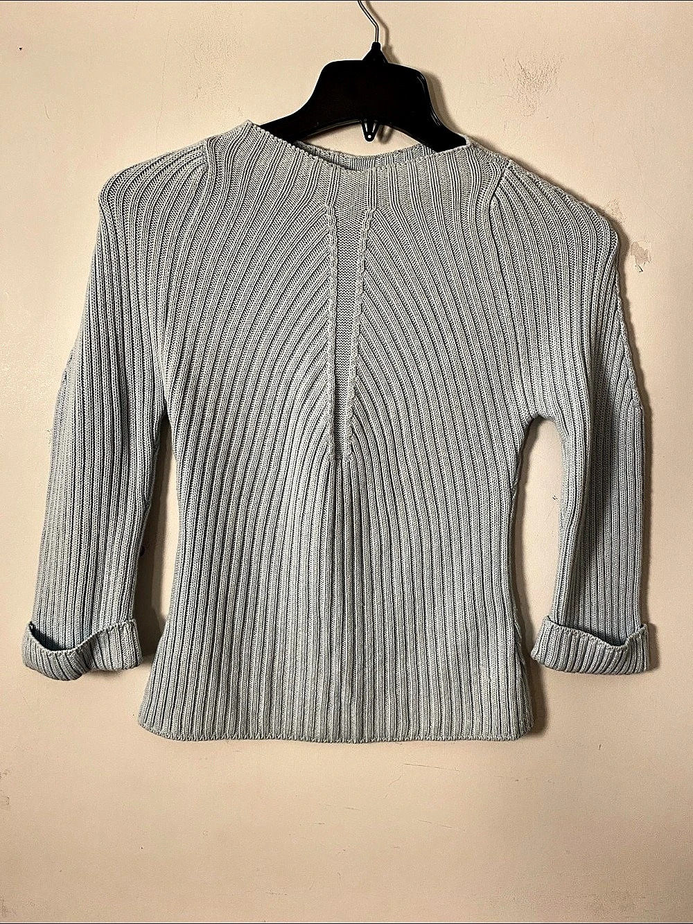 Olsen Ribbed Crew Neck Sweater in baby blue